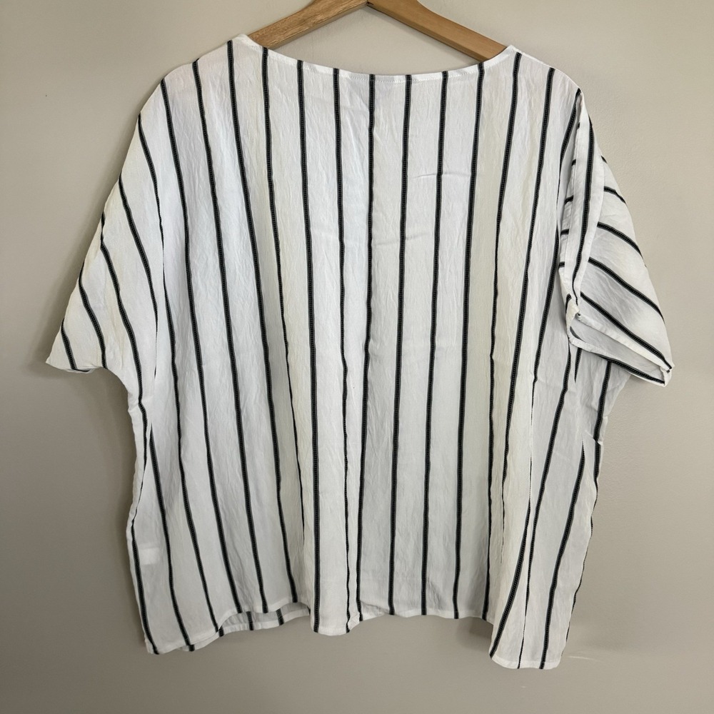 J.Jill Wearable White/Black Stripped Oversized Pullover Shirt Oversized Sz Small - Picture 9 of 9